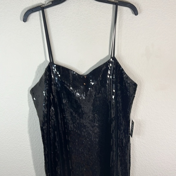 EXPRESS women’s Sequin Sweetheart Neckline Midi Sheath black Dress sz XL holiday - Picture 7 of 14